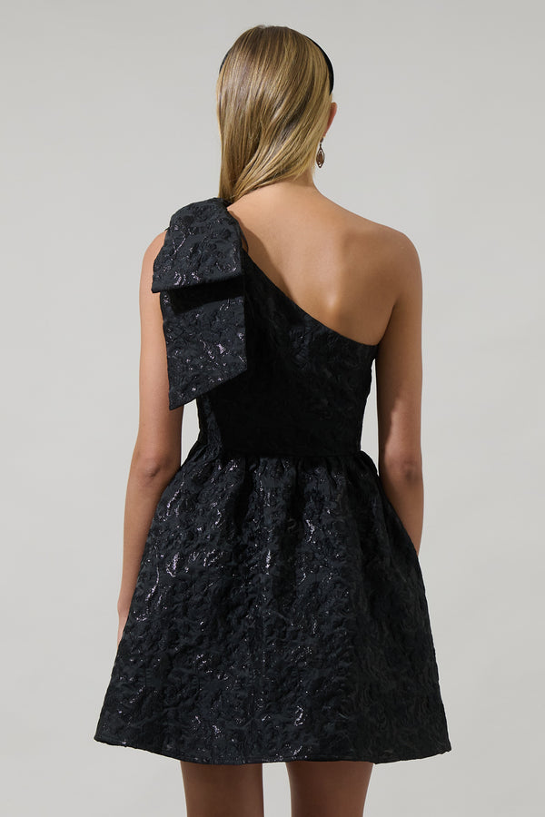 Sugarlips Mandy Jacquard Ivine Bow Mini Dress