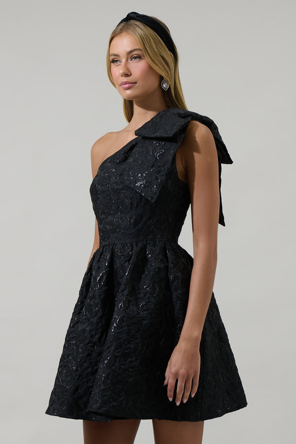 Sugarlips Mandy Jacquard Ivine Bow Mini Dress