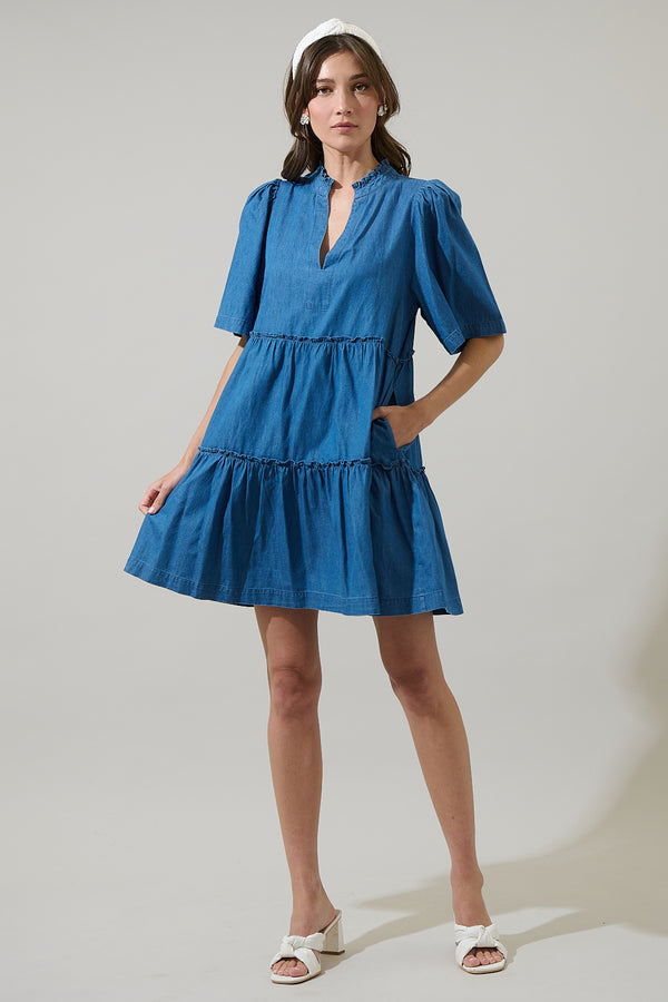 Sugarlips Manresa Dixie Split Neck Shift Dress