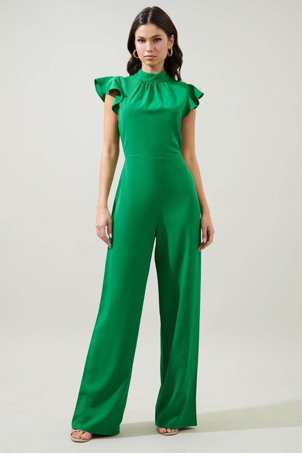 sugarlips Manuela Mock Neck Wide Leg Jumpsuit