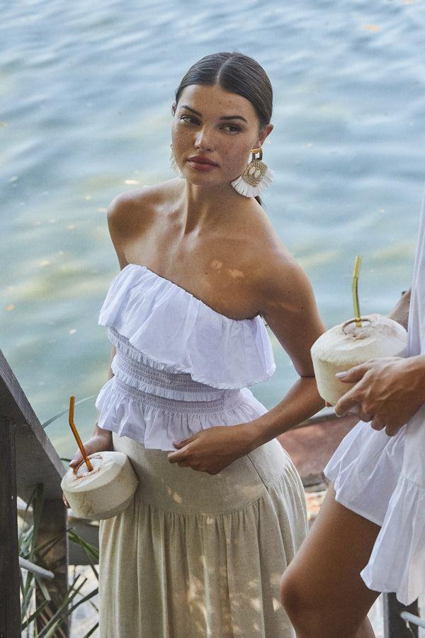 sugarlips Mar Vista Smocked Ruffle Tube Top