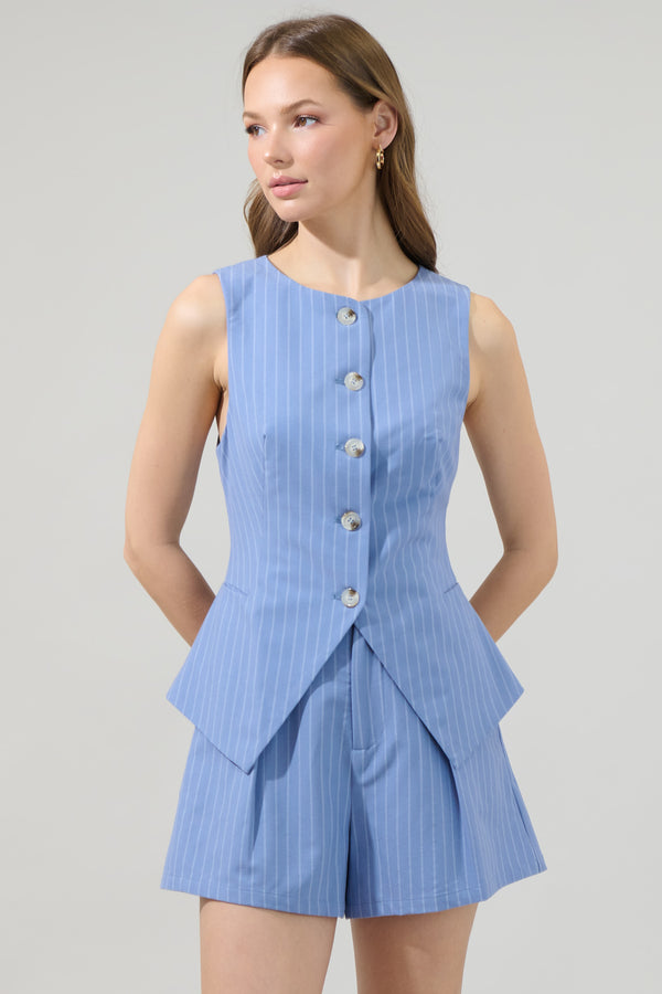 Sugarlips Marbles Striped Button Up Vest Top