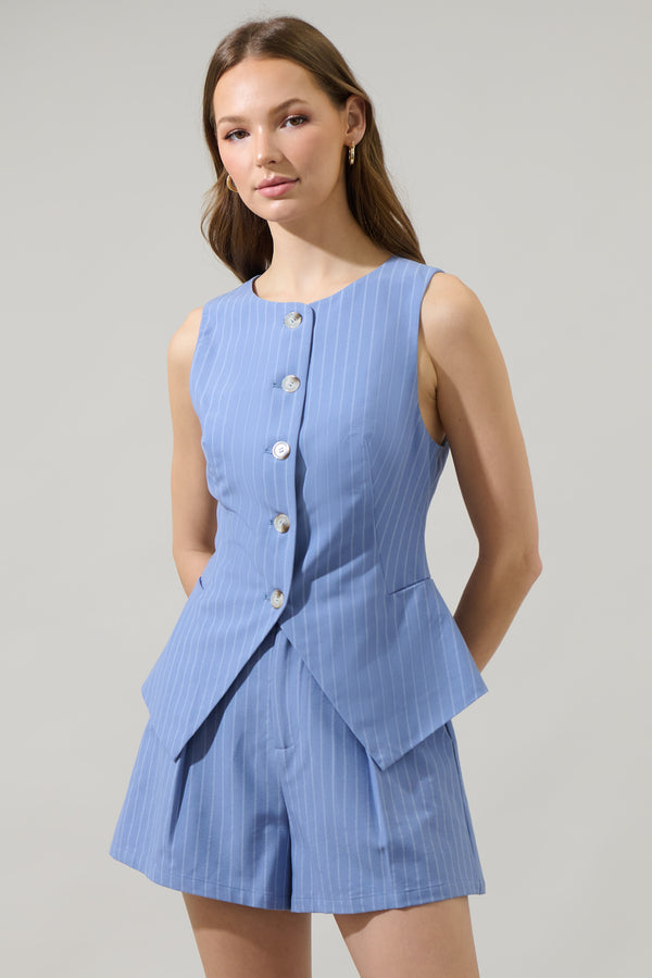 sugarlips Marbles Striped Button Up Vest Top