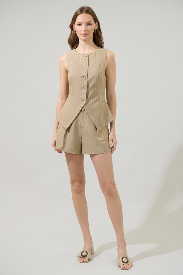 Sugarlips Marbles Striped Chelsea Pleated Shorts