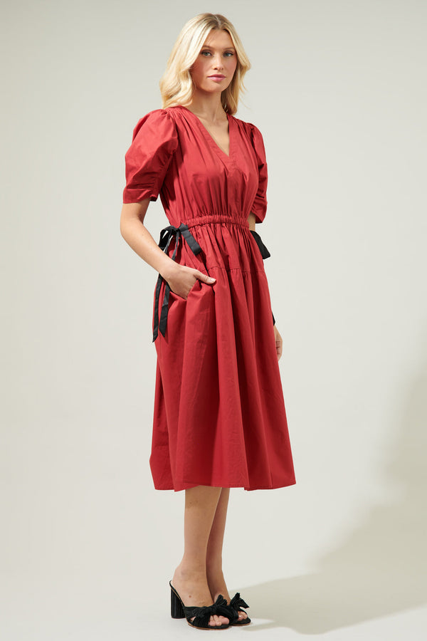 Sugarlips Marbrissa Mutton Sleeve Midi Dress