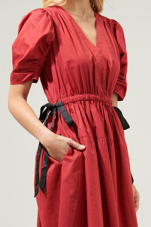 Sugarlips Marbrissa Mutton Sleeve Midi Dress