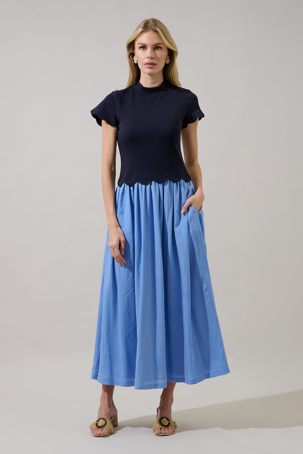 Sugarlips Marby Scallop Contrast Midi Dress