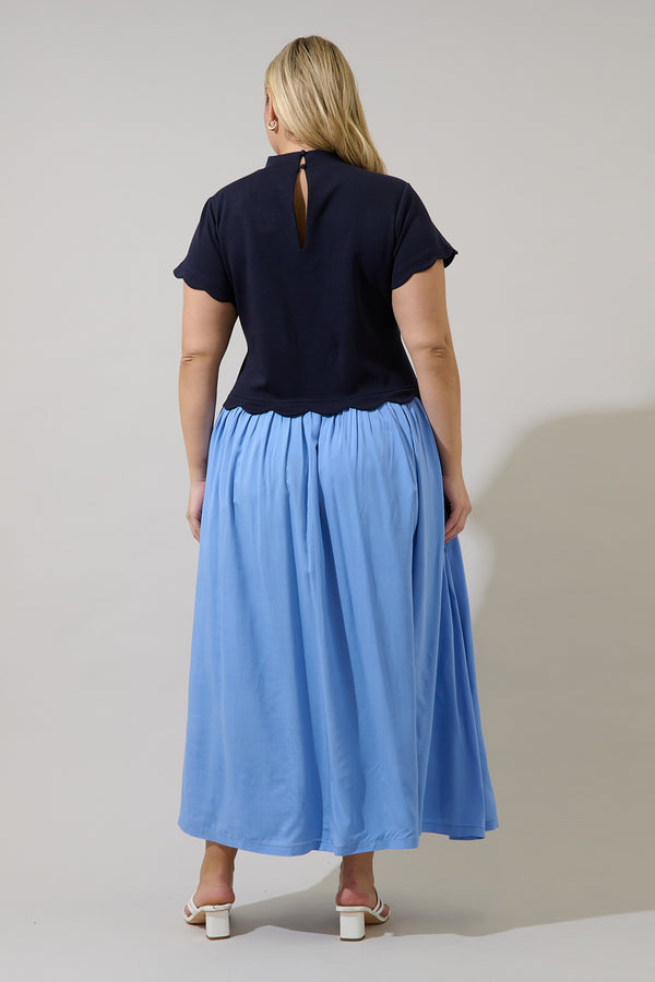 Sugarlips Marby Scallop Contrast Midi Dress Curve