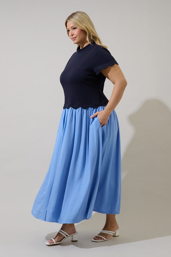 Sugarlips Marby Scallop Contrast Midi Dress Curve