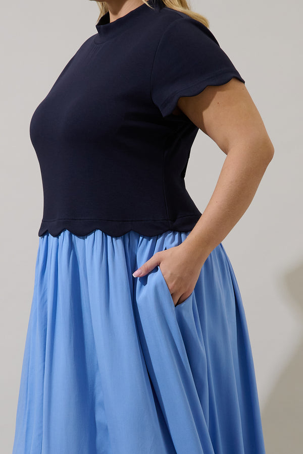 Sugarlips Marby Scallop Contrast Midi Dress Curve