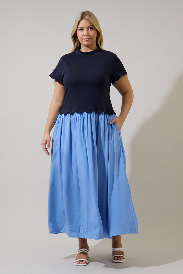 sugarlips Marby Scallop Contrast Midi Dress Curve