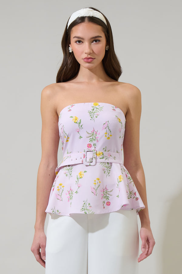 sugarlips Margote Floral Megen Strapless Top