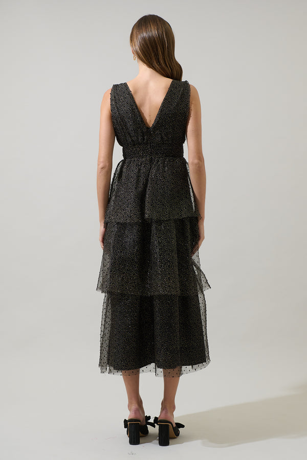 Sugarlips Maribel Organza Tiered Midi Dress