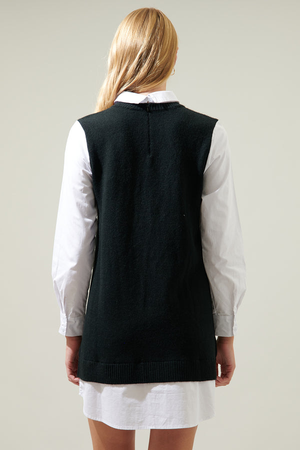 Sugarlips Mariela Sweater Vest And Poplin Dress