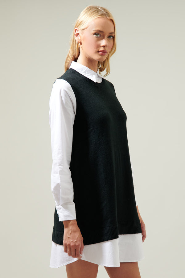 Sugarlips Mariela Sweater Vest And Poplin Dress