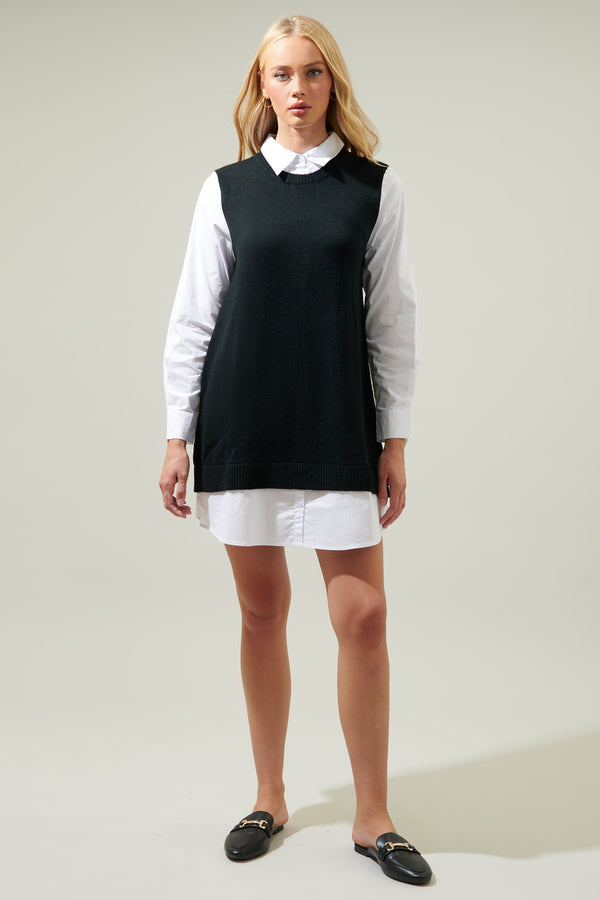 Sugarlips Mariela Sweater Vest And Poplin Dress