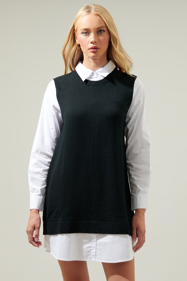 sugarlips Mariela Sweater Vest and Poplin Dress