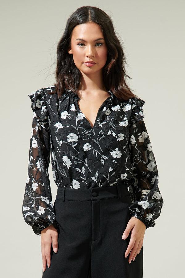 sugarlips Marilu Floral Ruffle Top
