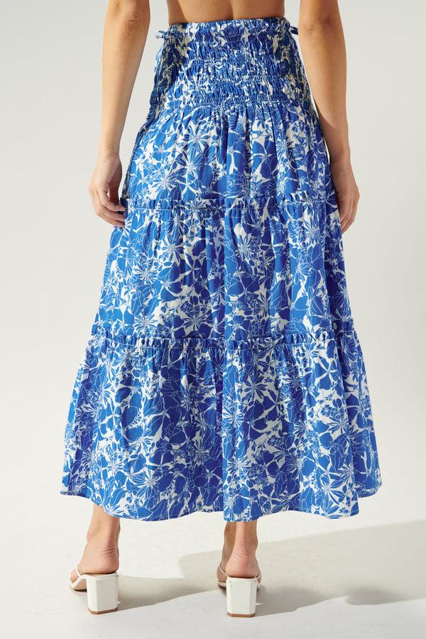 Sugarlips Marina Floral Smocked Tiered Midi Skirt
