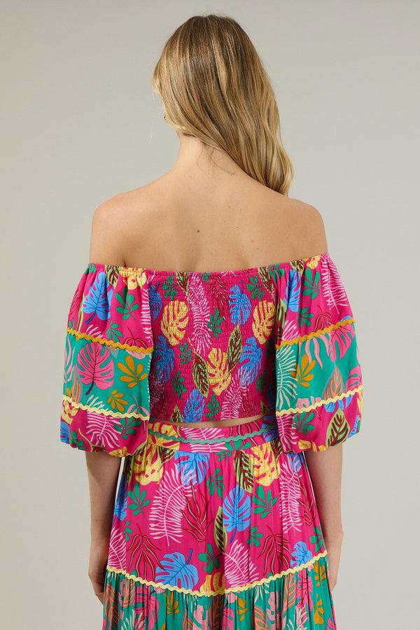 Sugarlips Marina Tropical Smocked Crop Top