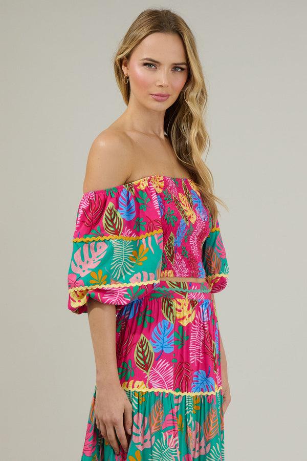 Sugarlips Marina Tropical Smocked Crop Top