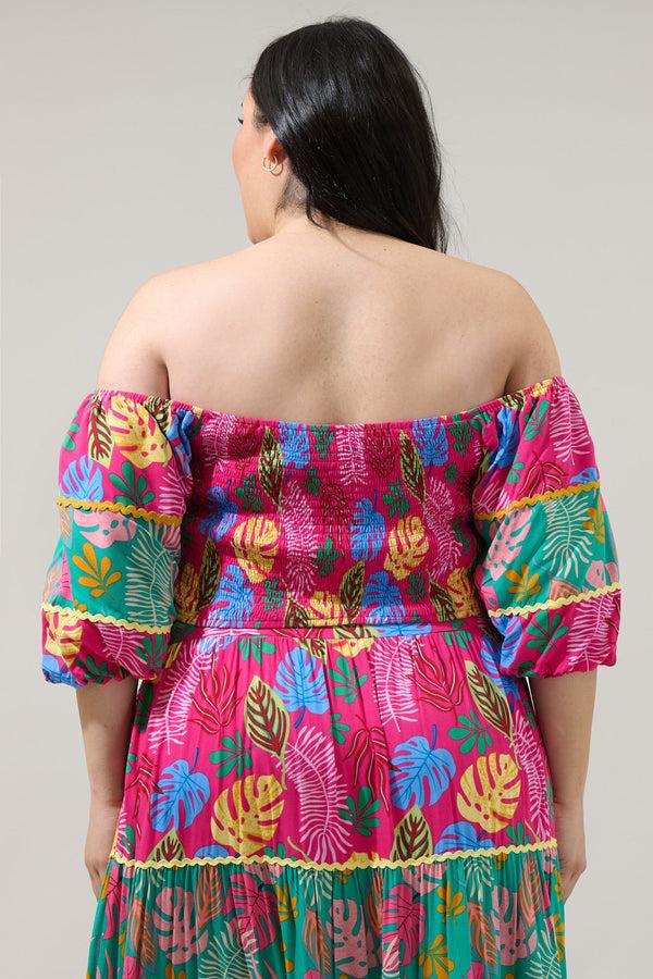 Sugarlips Marina Tropical Smocked Crop Top Curve