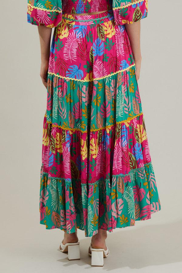Sugarlips Marina Tropical Tiered Maxi Skirt