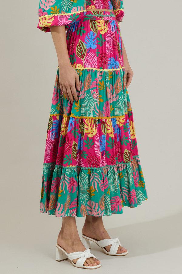 Sugarlips Marina Tropical Tiered Maxi Skirt