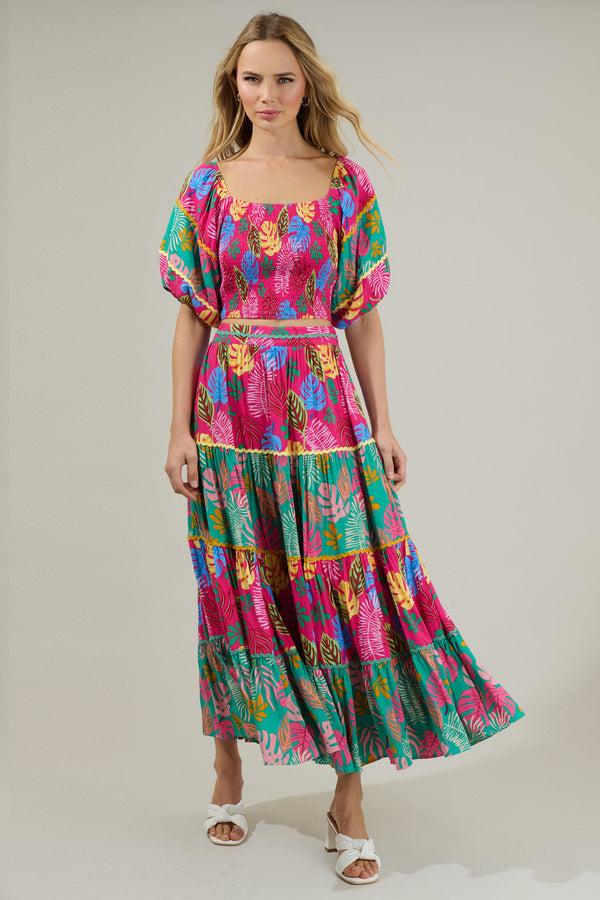 Sugarlips Marina Tropical Tiered Maxi Skirt