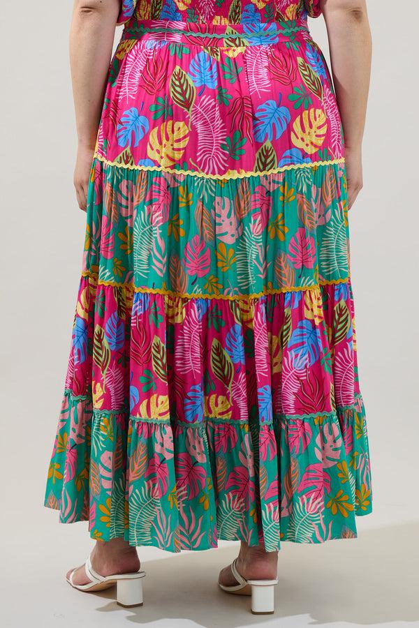 Sugarlips Marina Tropical Tiered Maxi Skirt Curve