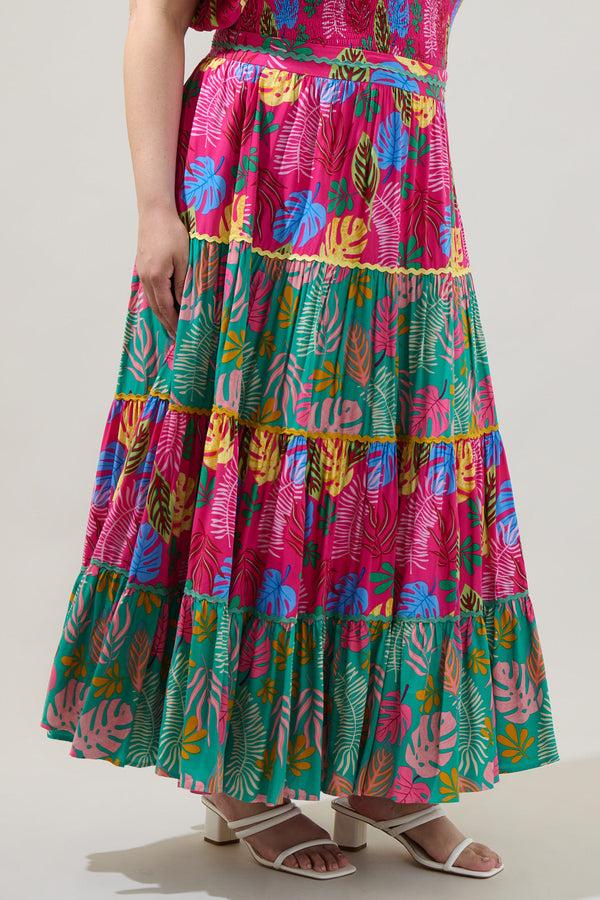 Sugarlips Marina Tropical Tiered Maxi Skirt Curve