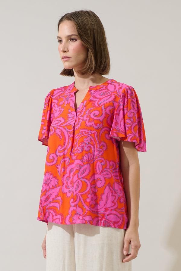 Sugarlips Marinda Floral Mivie Pleated Top