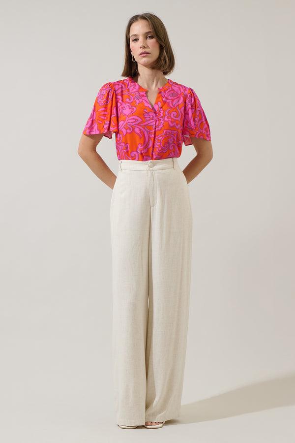 Sugarlips Marinda Floral Mivie Pleated Top