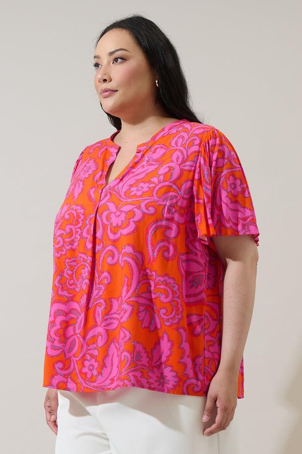 Sugarlips Marinda Floral Mivie Pleated Top Curve