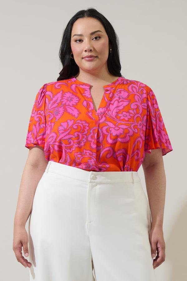 sugarlips Marinda Floral Mivie Pleated Top Curve