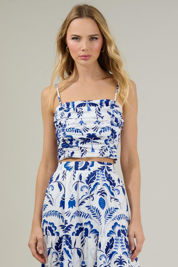sugarlips Marisol Floral Bliss Ruched Cropped Top