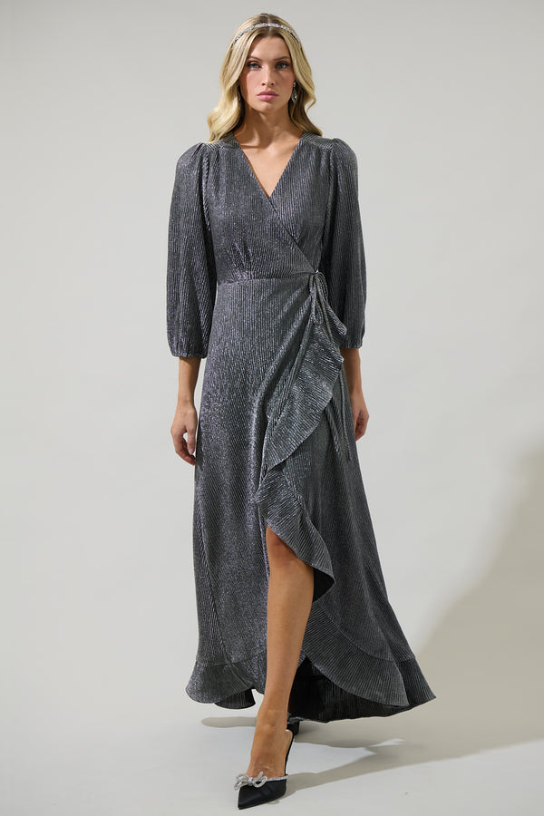Sugarlips Marly Shimmer Abelia Hi Low Wrap Dress