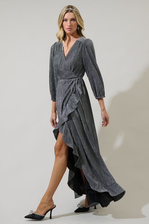 Sugarlips Marly Shimmer Abelia Hi Low Wrap Dress