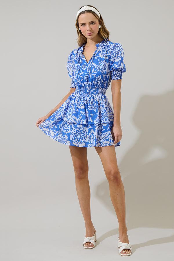 Sugarlips Marny Floral Rai Ruffle Mini Dress