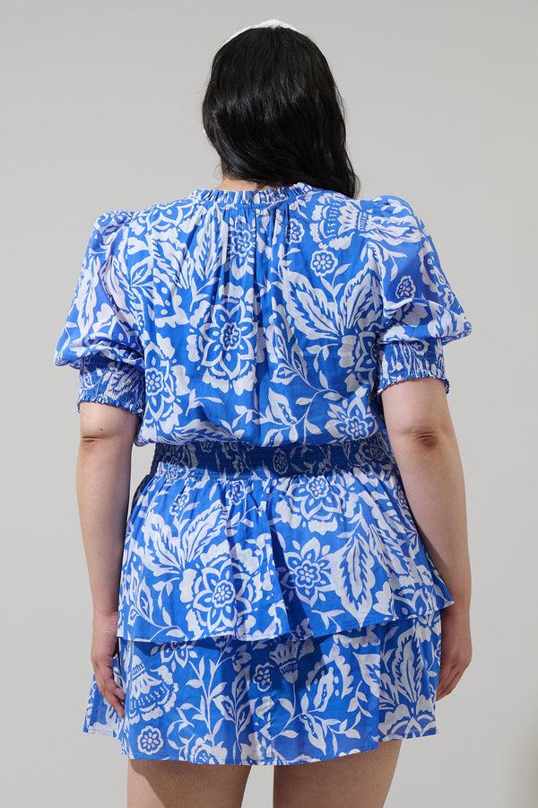 Sugarlips Marny Floral Rai Ruffle Mini Dress Curve