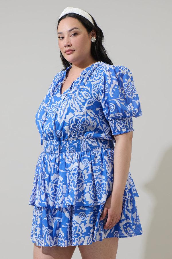 Sugarlips Marny Floral Rai Ruffle Mini Dress Curve