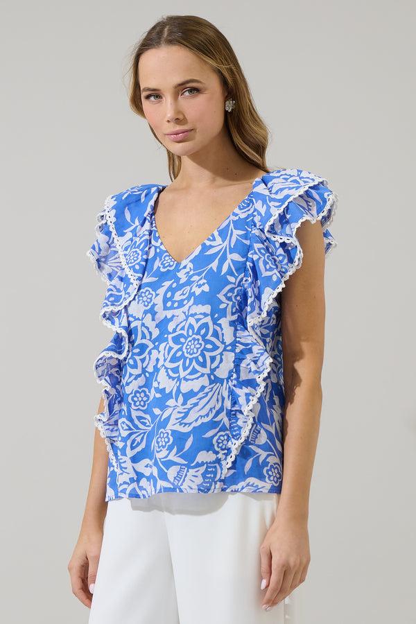 Sugarlips Marny Floral Ziva Ruffle Blouse