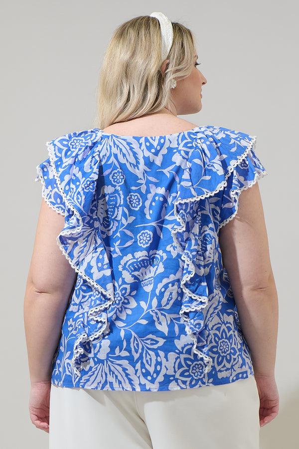 Sugarlips Marny Floral Ziva Ruffle Blouse Curve