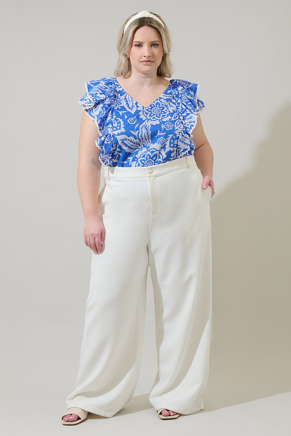 Sugarlips Marny Floral Ziva Ruffle Blouse Curve