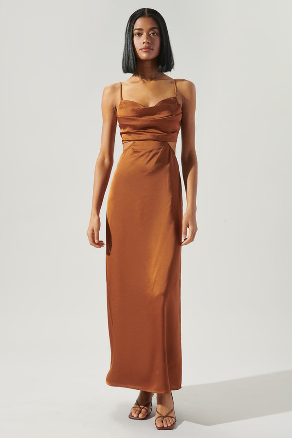 sugarlips Marva Cowl Neck Cutout Midi Dress