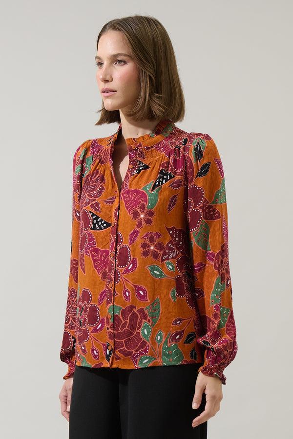 Sugarlips Marven Floral Merlie Button Down Top