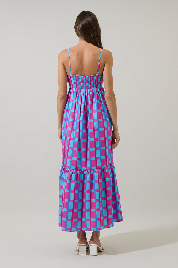 Sugarlips Marvy Checker Cabana Flowy Maxi Dress