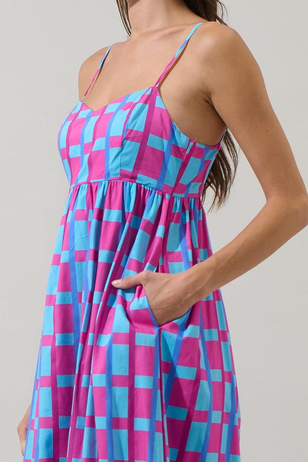 Sugarlips Marvy Checker Cabana Flowy Maxi Dress