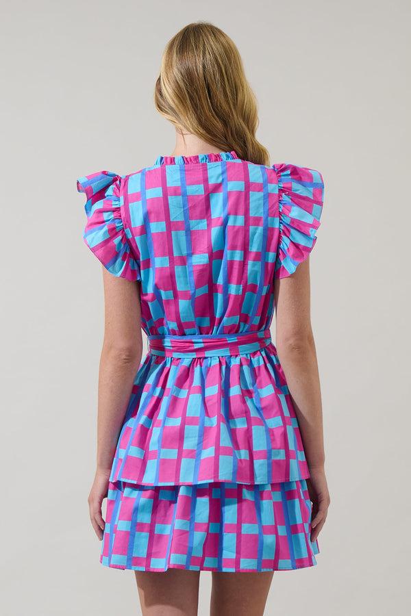 Sugarlips Marvy Checker Emie Ruffle Mini Dress