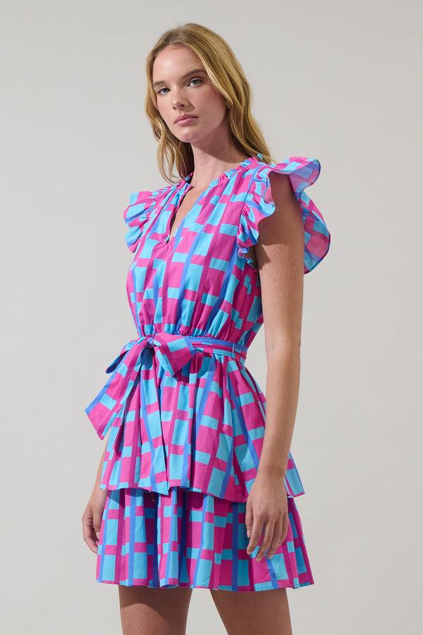Sugarlips Marvy Checker Emie Ruffle Mini Dress